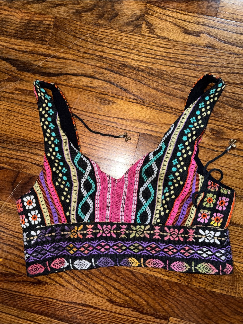 Y2K Boho Embroidered Crop Top in Multicolor